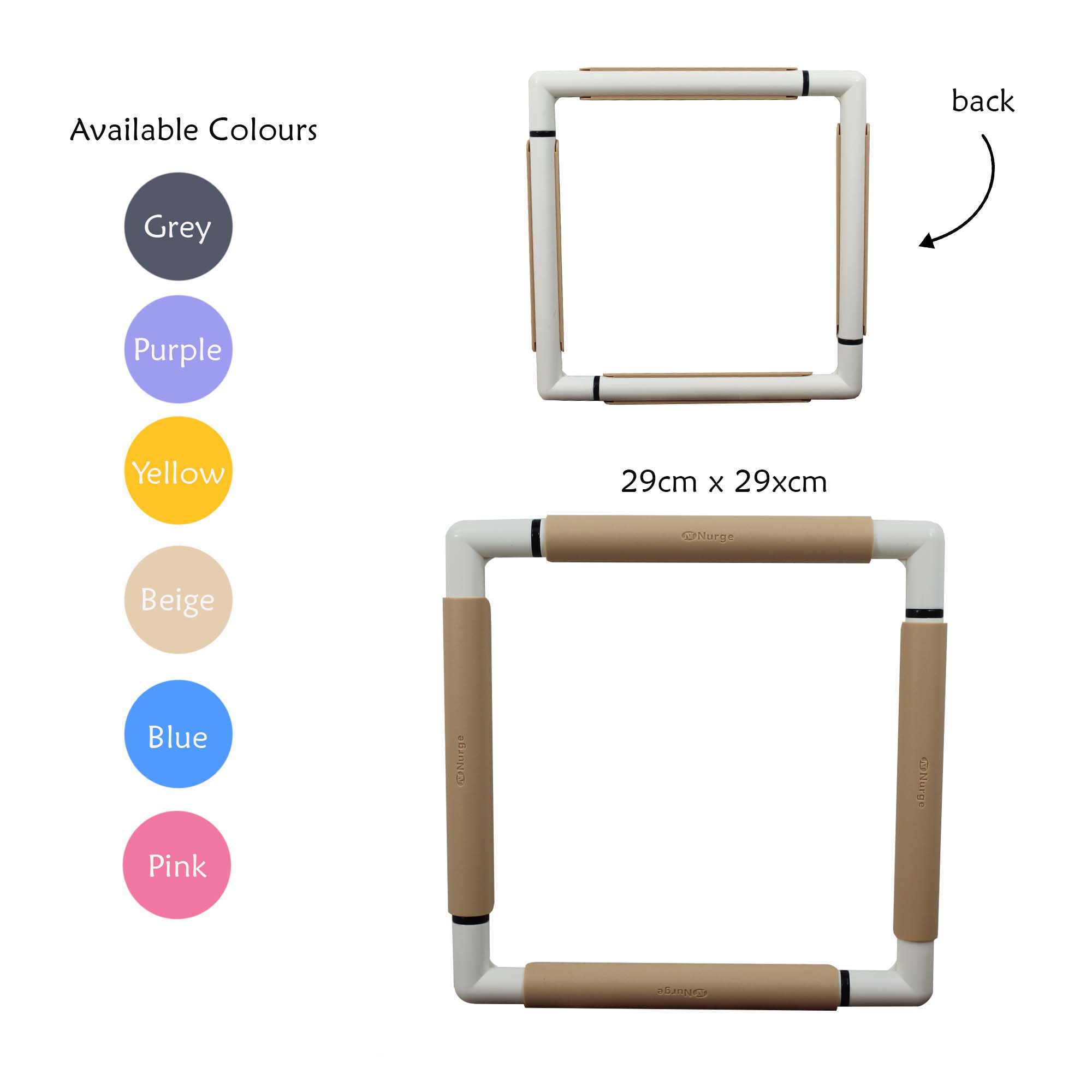 Nurge plastic square snap frame for cross stitch, tapestry and embroidery.